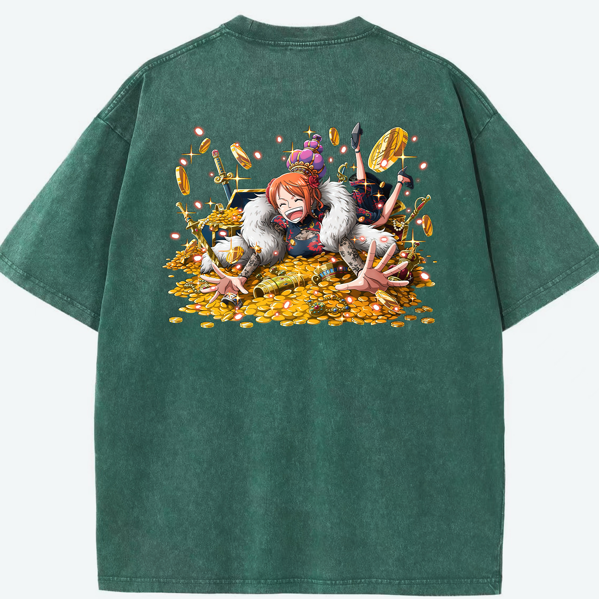 ワンピース ナミ ONE PIECE Nami 綿100% ヴィンテージ風 半袖Tシャツ（背面プリント）